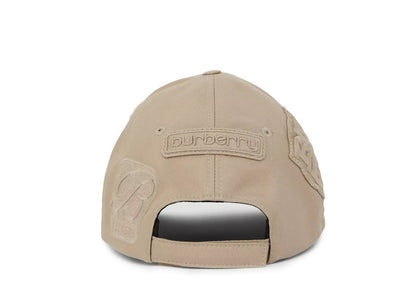 Burberry Badge Applique Gabardine Baseball Cap Soft Fawn