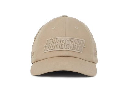 Burberry Badge Applique Gabardine Baseball Cap Soft Fawn