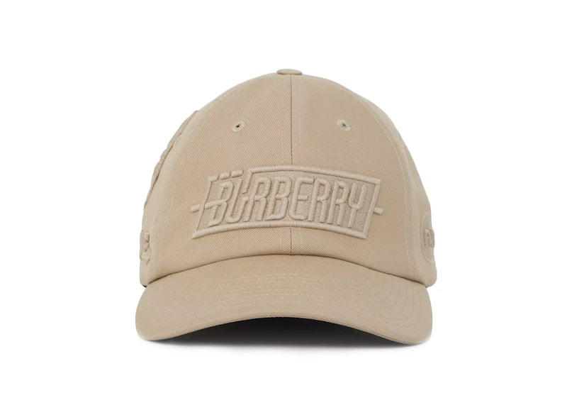 Burberry Badge Applique Gabardine Baseball Cap Soft Fawn