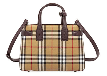 Burberry Banner Tote Leather Small Deep Claret