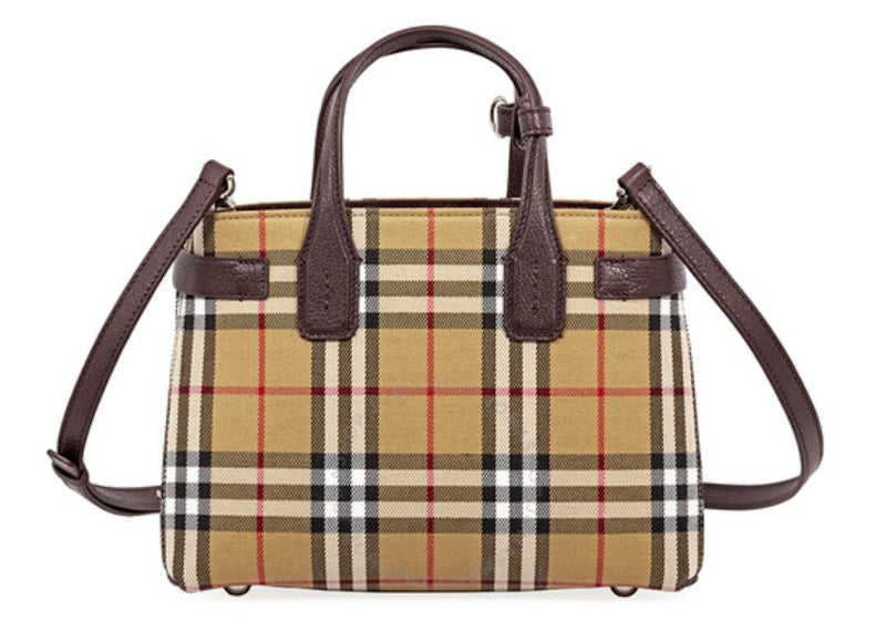 Burberry Banner Tote Leather Small Deep Claret