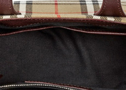Burberry Banner Tote Leather Small Deep Claret