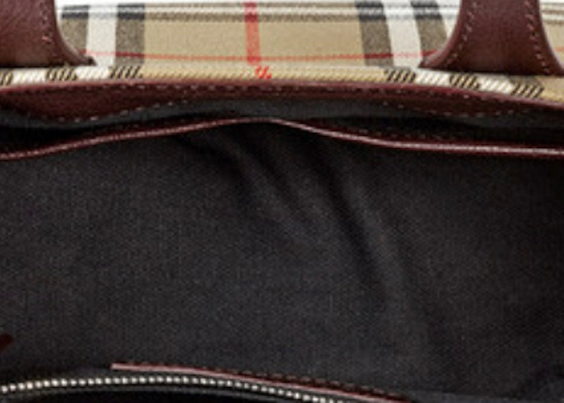 Burberry Banner Tote Leather Small Deep Claret