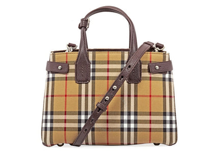 Burberry Banner Tote Leather Small Deep Claret