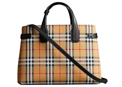 Burberry Banner Tote Vintage Check Cotton Beige/Black