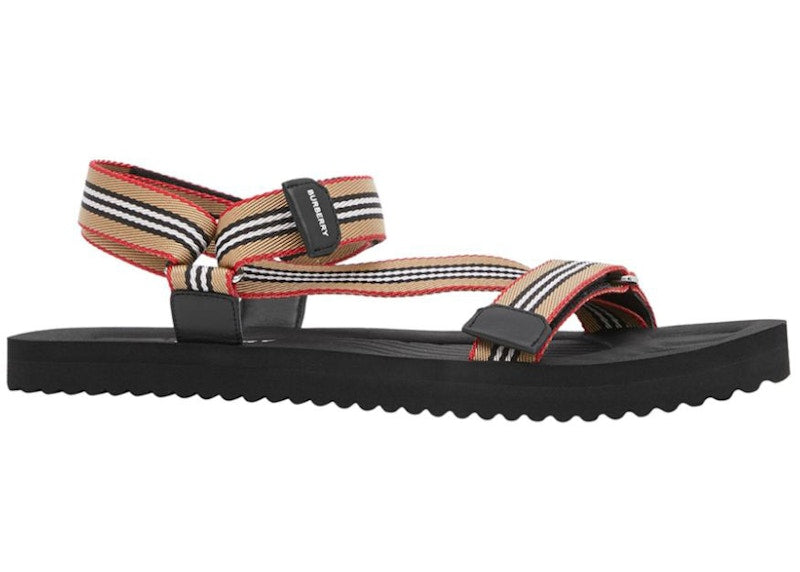 Burberry Beige Icon Stripe Sandal Black