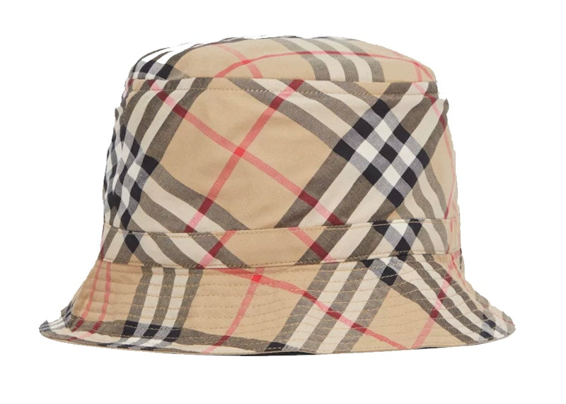 Burberry Vintage Check Cotton Bucket Children's Hat Archive Beige