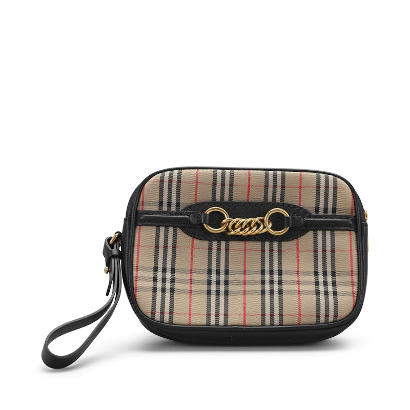 Burberry Bum Bag 1983 Check Link with Leather Trim Black