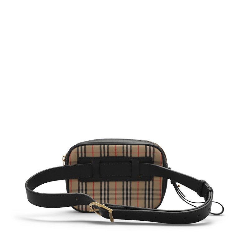 Burberry Bum Bag 1983 Check Link with Leather Trim Black