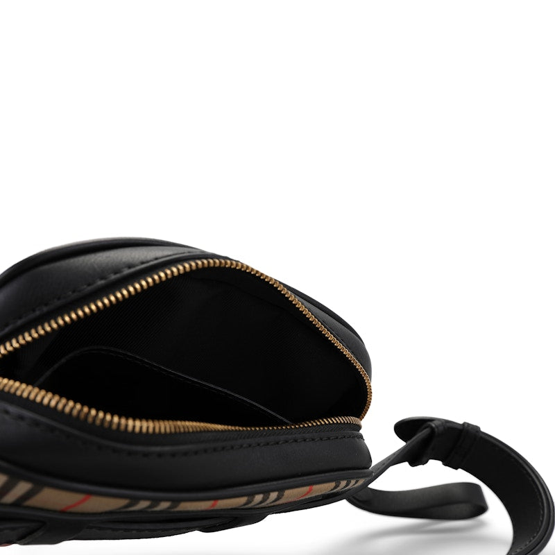 Burberry Bum Bag 1983 Check Link with Leather Trim Black