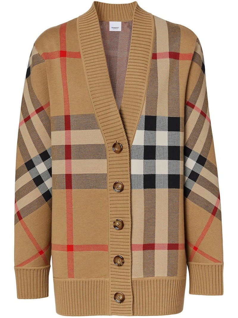 Burberry Burberry Oversized Check Cardigan Archive Beige