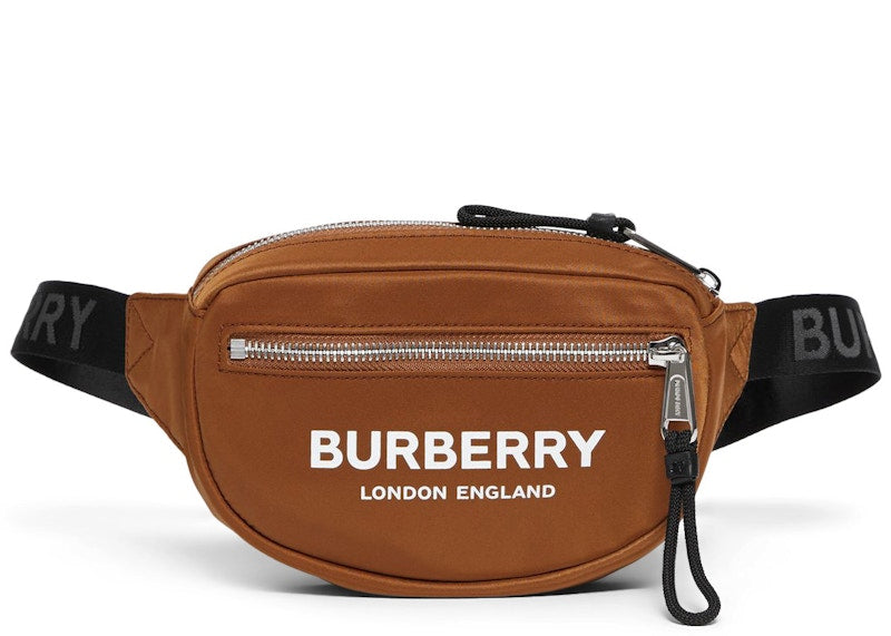 Burberry Cannon Bum Bag Logo Print Small Dark Camel