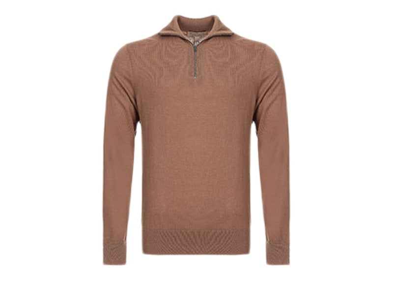 Burberry Cashmere Blend Quarter-Zip Sweatshirt Camel