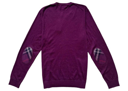 Burberry Cashmere Blend Vintage Check Elbow Patch Sweatshirt Burgundy