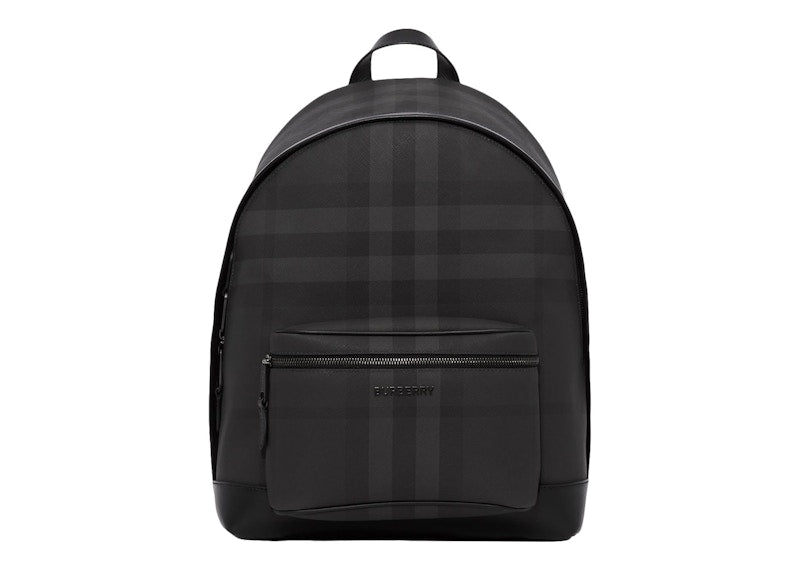Burberry Charcoal Check And Leather Backpack Charcoal