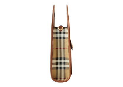 Burberry Check And Leather Mini Pocket Bag Briar Brown