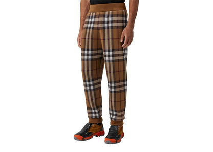 Burberry Check Cashmere Jogging Pants Dark Birch Brown