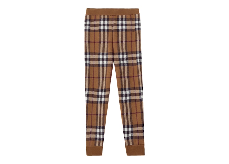 Burberry Check Cashmere Jogging Pants Dark Birch Brown