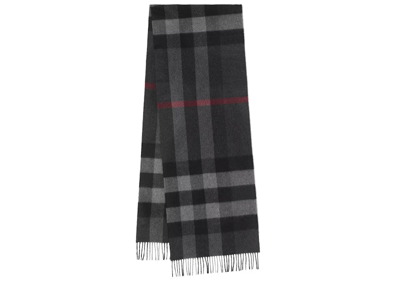 Burberry Check Cashmere Scarf Charcoal