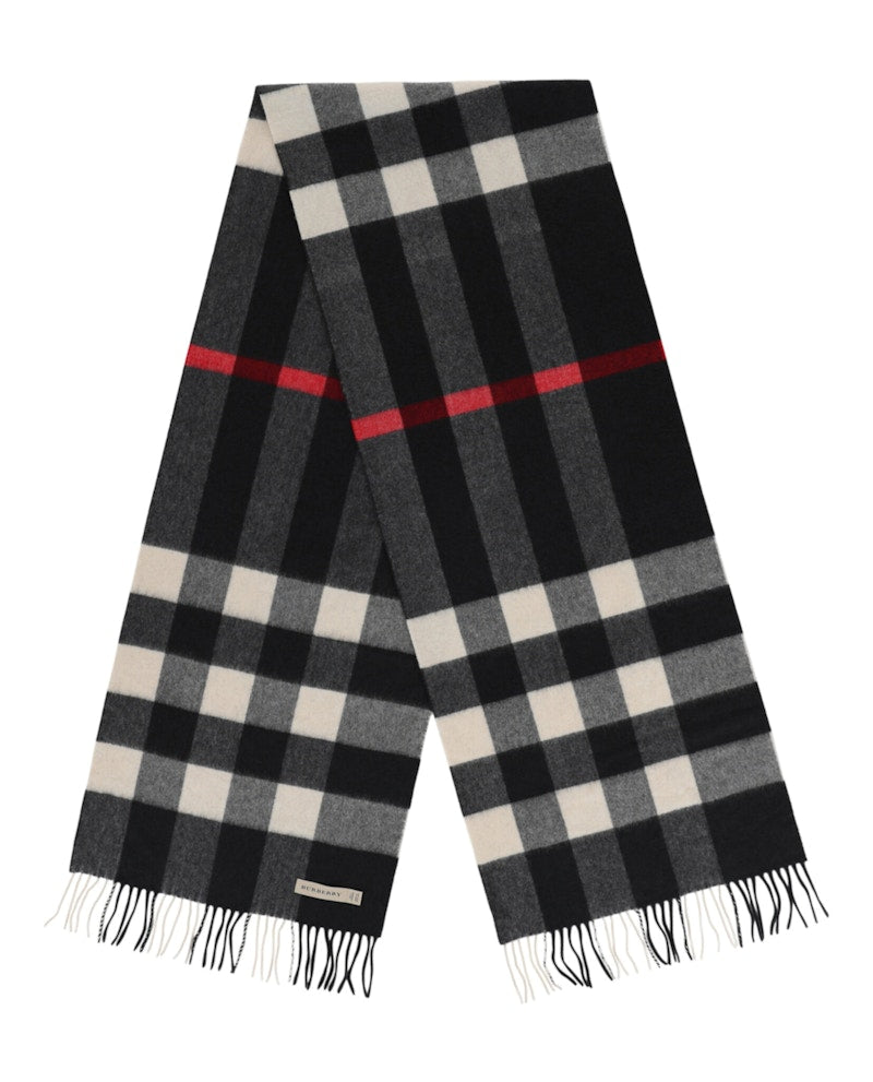 Burberry Check Cashmere Scarf Navy