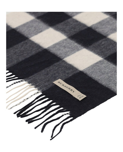 Burberry Check Cashmere Scarf Navy