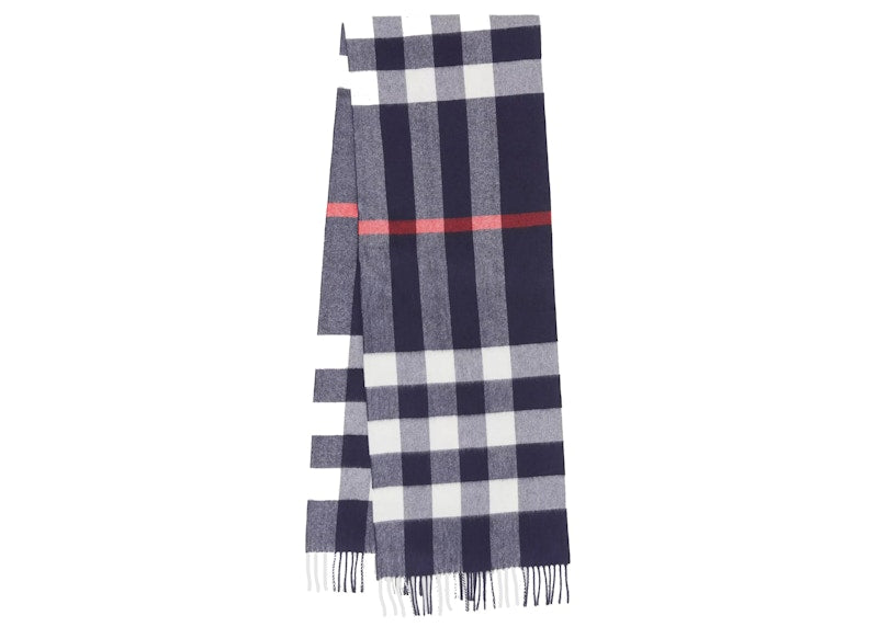 Burberry Check Cashmere Scarf Navy