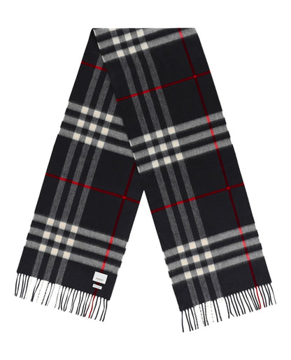 Burberry Check Cashmere Scarf Navy