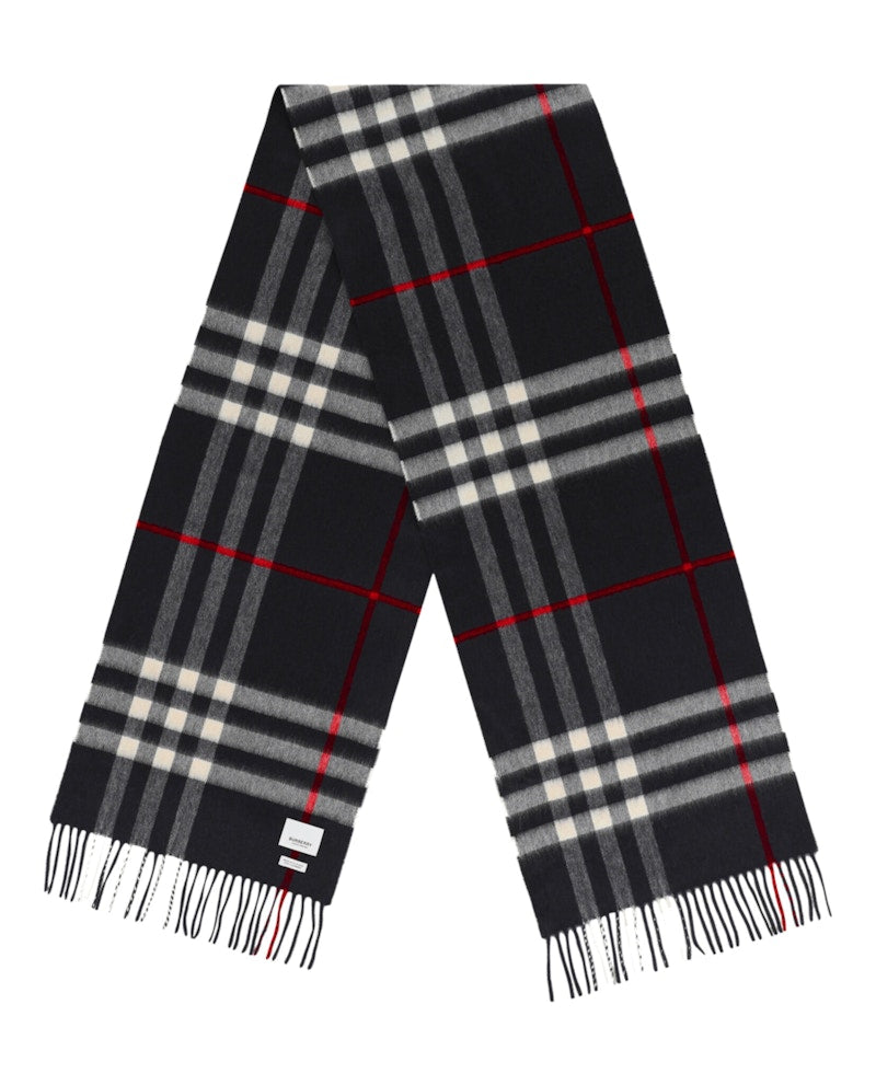 Burberry Check Cashmere Scarf Navy