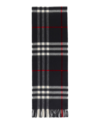 Burberry Check Cashmere Scarf Navy