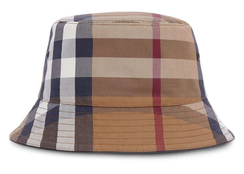 Burberry Check Cotton Canvas Bucket Hat Birch Brown
