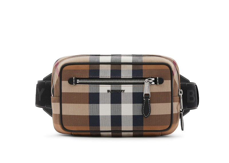 Burberry Check Cotton Canvas and Leather Bum Bag Birch Brown