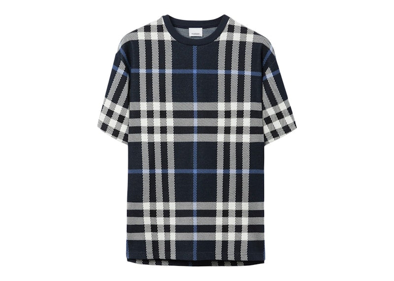 Burberry Check Cotton T-shirt White/Dark Blue