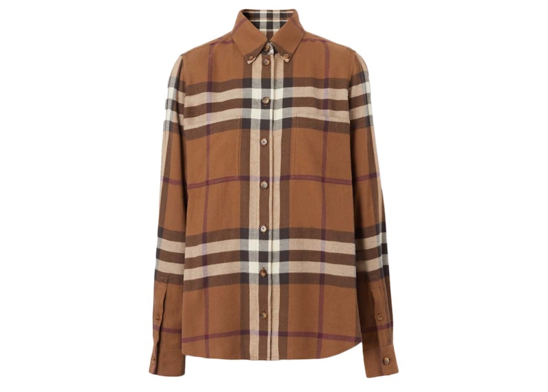 Burberry Check Flannel Shirt Dark Birch Brown