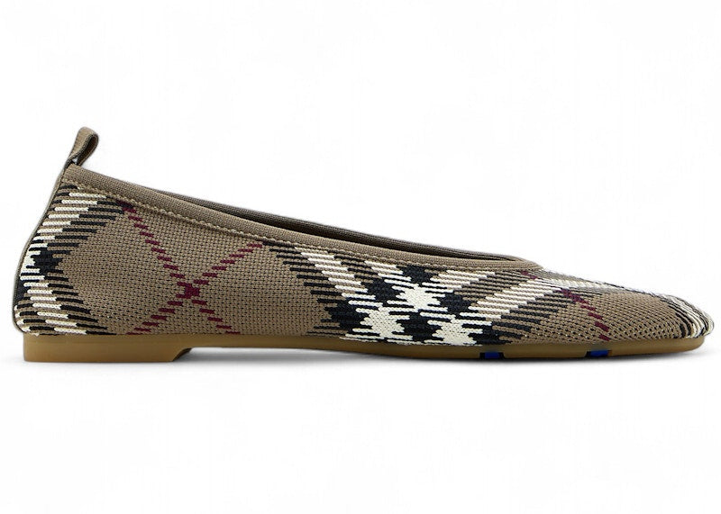 Burberry Check Knit Baby Ballerinas Beige (Women's)