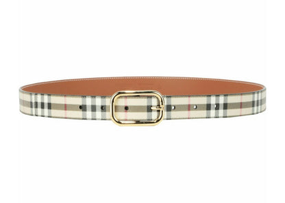 Burberry Check Leather Belt Archive Beige Gold