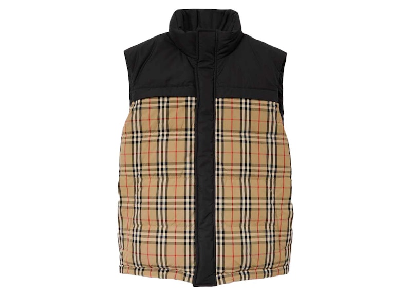 Burberry Check Panel Reversible Gilet Black/Archive Beige