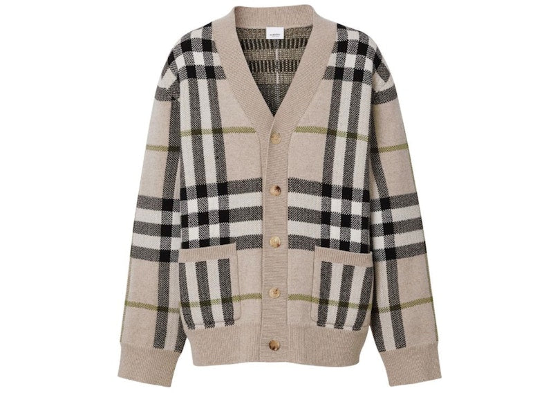 Burberry Check-Pattern Cardigan Light Brown