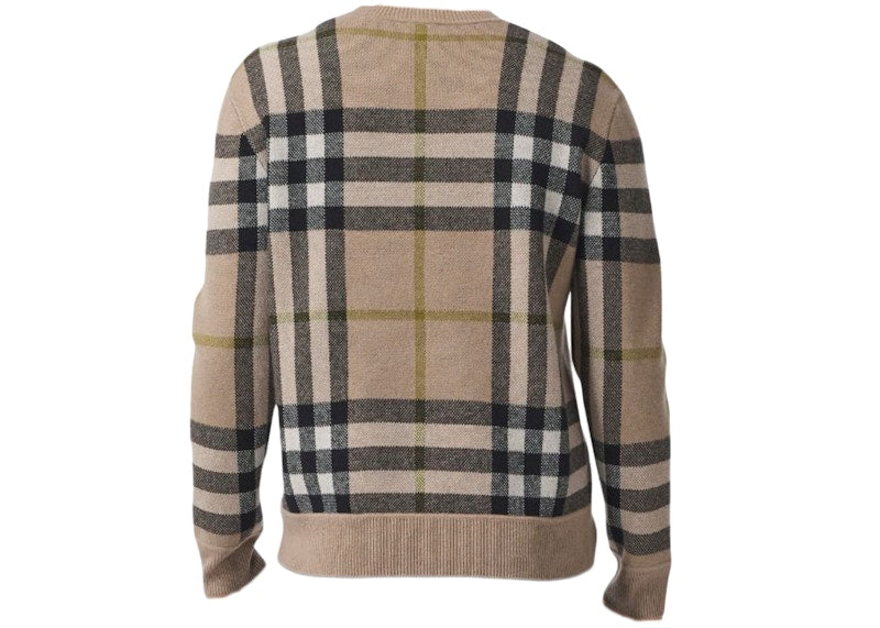 Burberry Check-Pattern Cashmere Jumper Fawn Brown