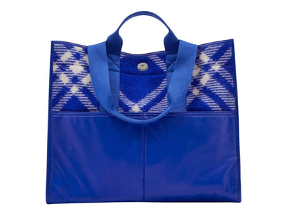 Burberry Check-Pattern Shopper Tote Bag Blue