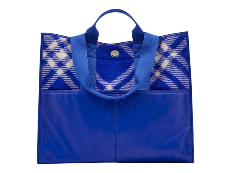 Burberry Check-Pattern Shopper Tote Bag Blue