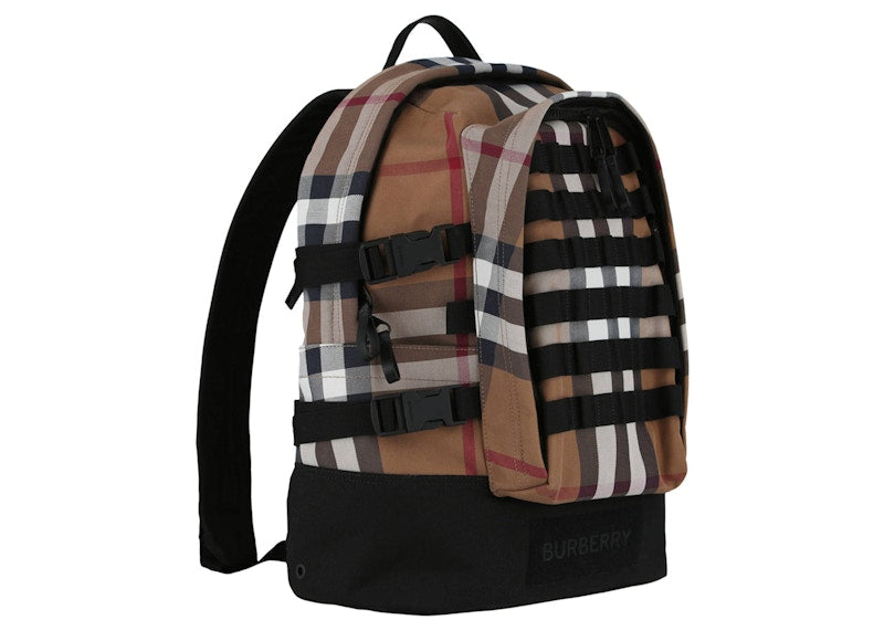 Burberry Check Print Backpack Brown