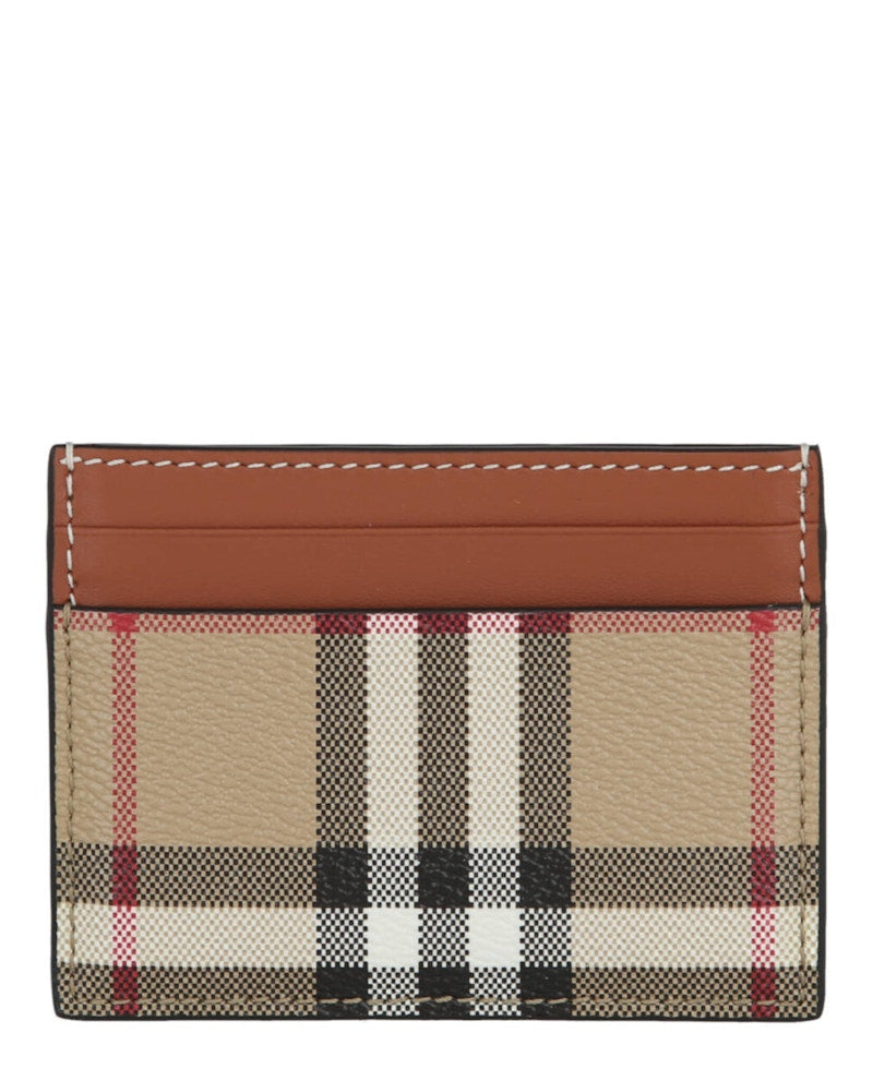 Burberry Check Print Card Holder Archive Beige