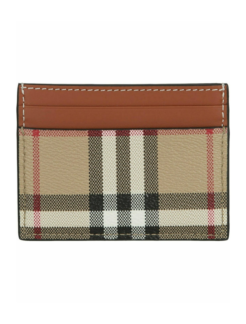Burberry Check Print Card Holder Archive Beige
