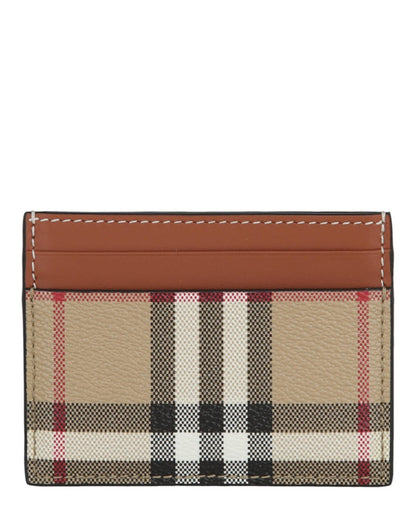 Burberry Check Print Card Holder Archive Beige