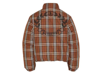 Burberry Check Puffer Jacket Dark Birch Brown