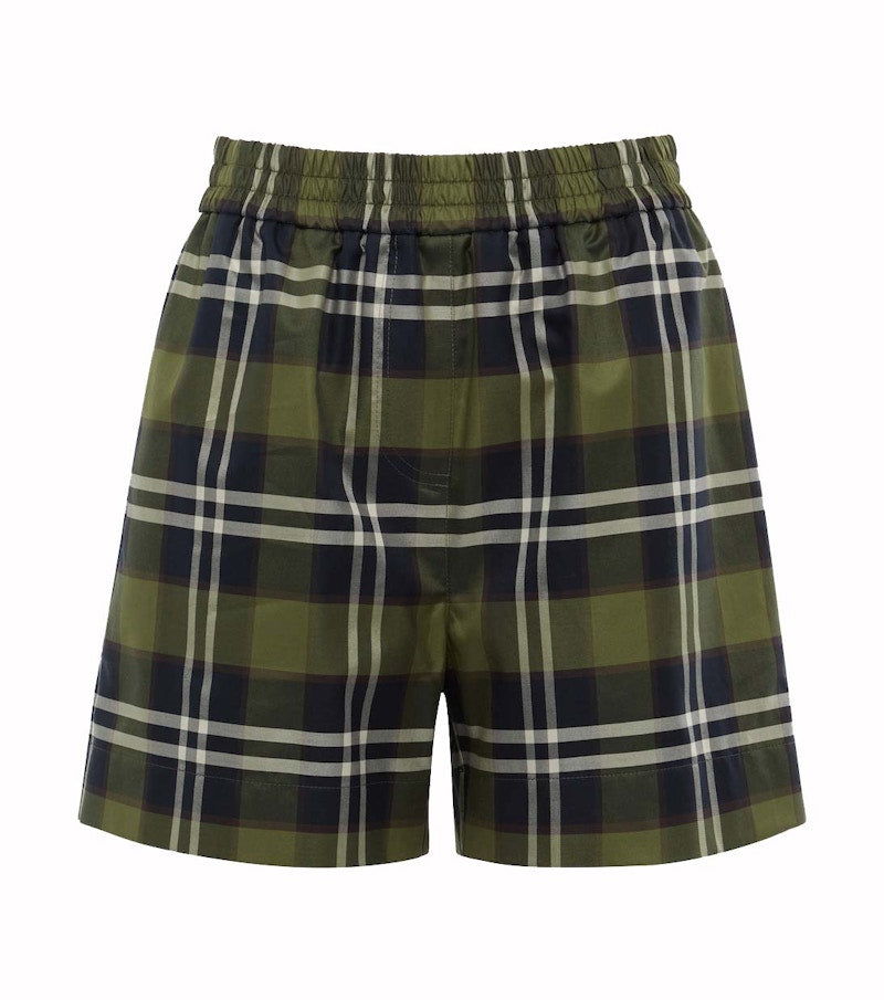 Burberry Check Shorts Dark Olive Green