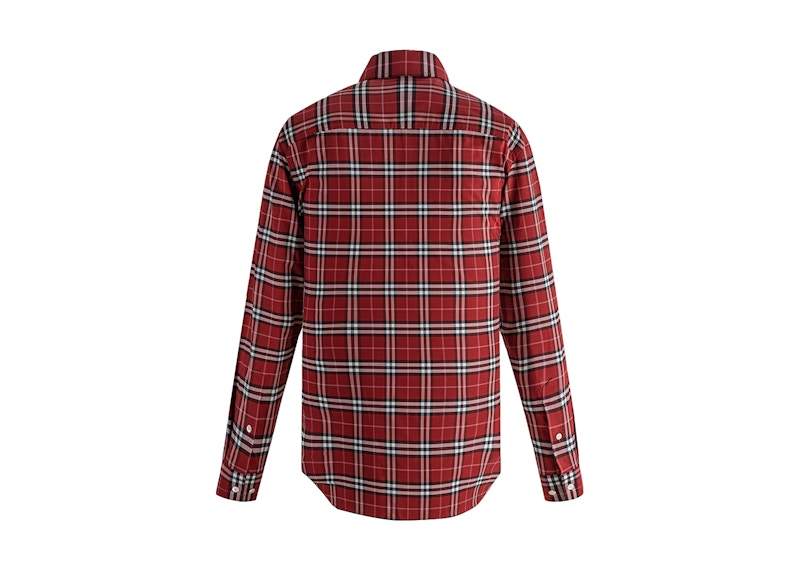 Burberry Check Stretch Cotton Poplin Shirt Red