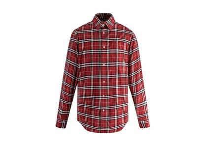 Burberry Check Stretch Cotton Poplin Shirt Red