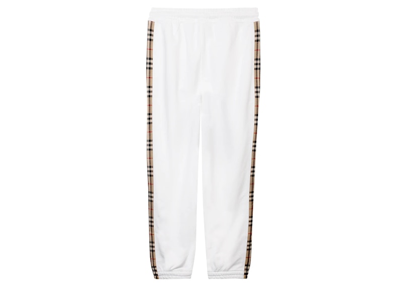 Burberry Check-Stripe Track Pants White