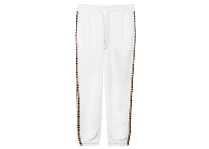 Burberry Check-Stripe Track Pants White